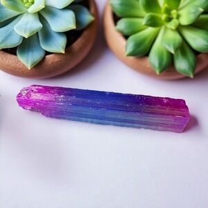 Iridescent Aura Selenite Healing Wand | Crystal‎ Energy Cleansing Tool